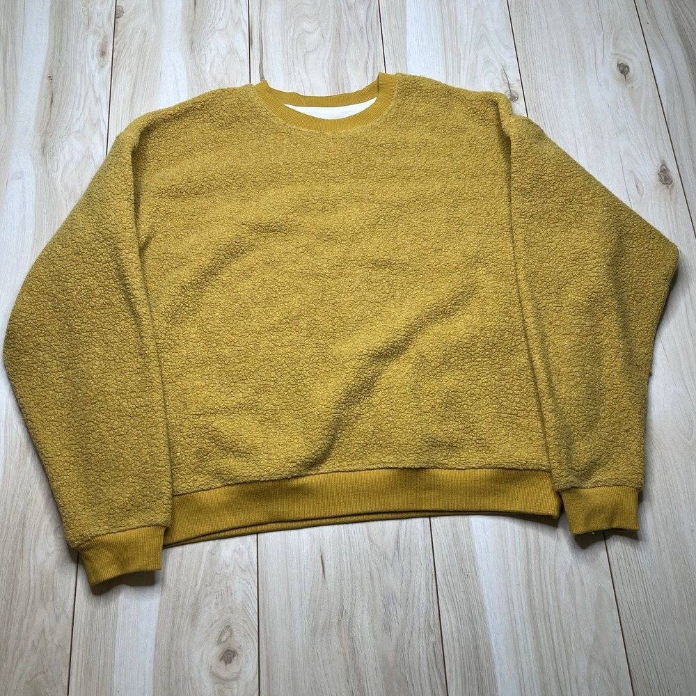 Outdoor Voices Fleece Sherpa Pullover Sweater Crew Neck Yellow Womens Size XL